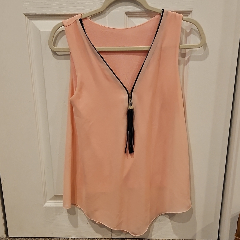 Peach Sleeveless Top with Tassel Detail